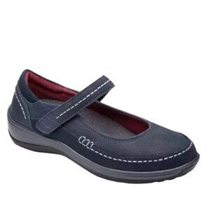 Orthofeet Athens Women's Comfort Blue Gray Leather Mary Janes X-Wide Size 7